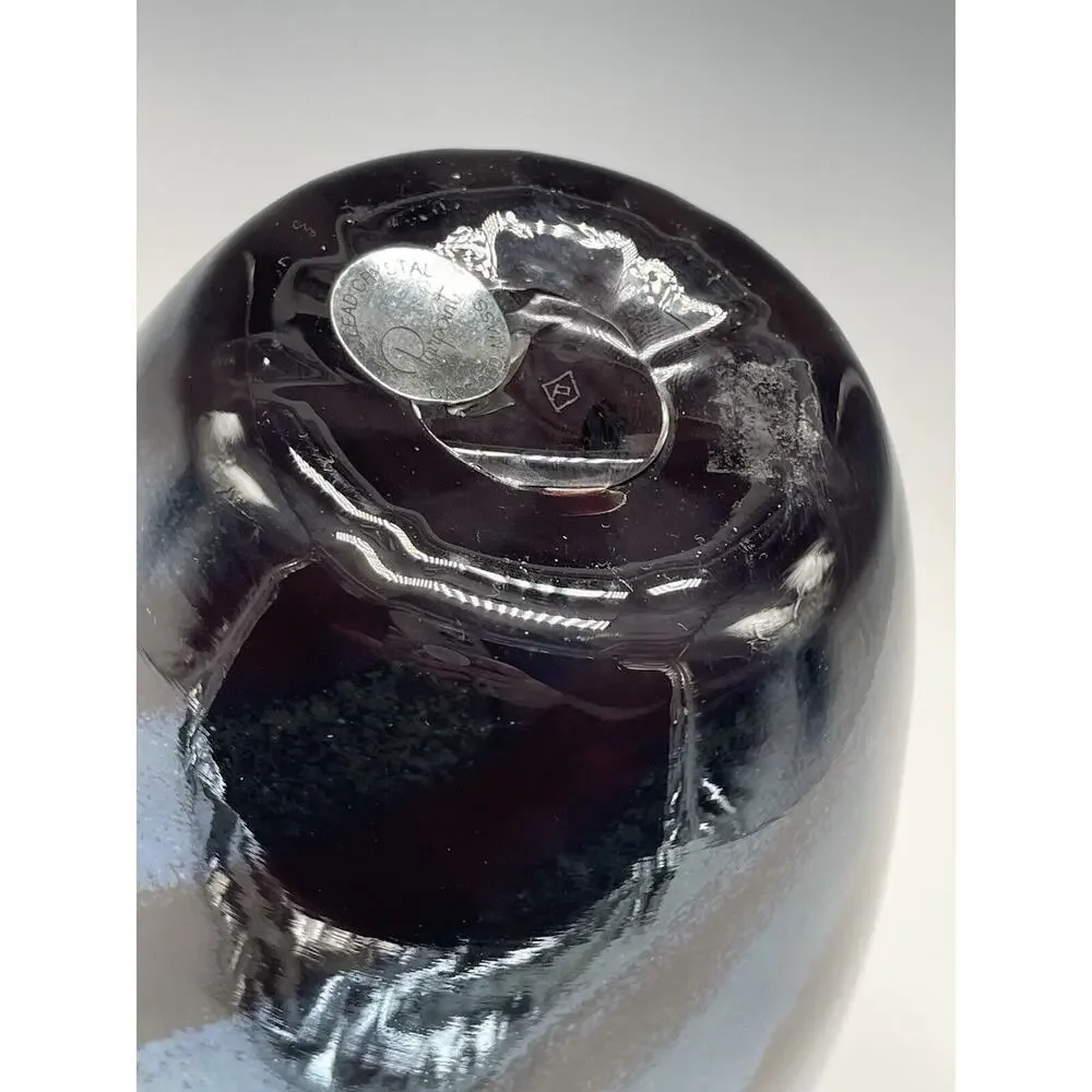 Pairpoint Art Glass 34% Lead Crystal Vase Cape Cod MA Swirl 7-3/4